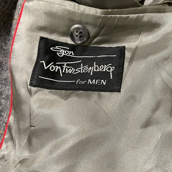 Egon von furstenberg for men vintage plaid grey men’s suit jacket tweed blazer - Picture 10 of 15